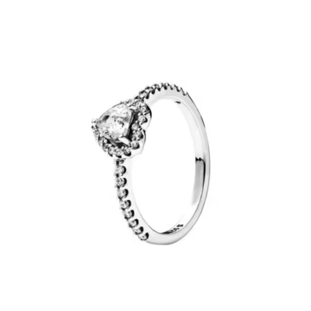 Heart-Shaped Silver Ring with Crystal Accents size 8 - Picture 3 of 5